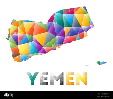 Yemen Colorful Low Poly Country Shape Multicolor Geometric Triangles