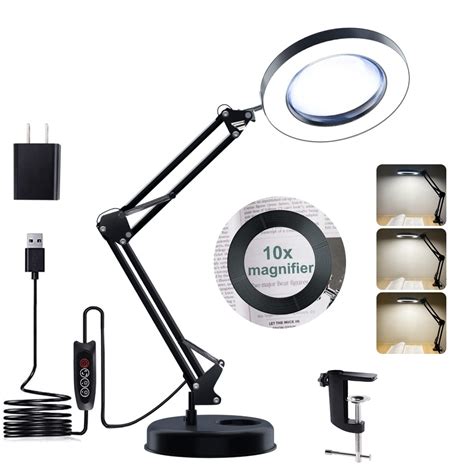 Magnifying Glass With Light And Stand 10x Magnifying Lamp 2 In 1 Desk Magnifier With Light