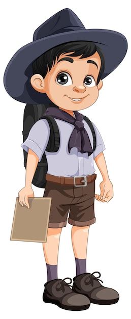 Personaje de dibujos animados de niño explorador Vector Premium