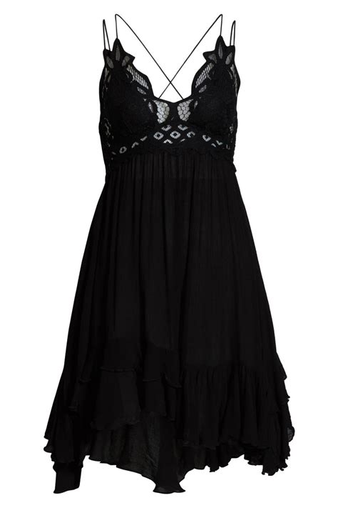 Free People Adella Slip Dress Black