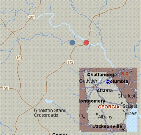 Map For Skull Shoal Creek Georgia White Water Home Church Road To