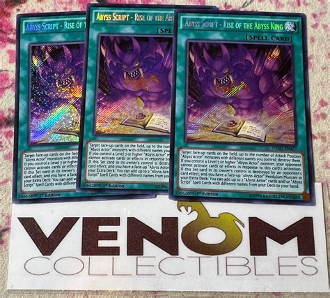 3x M Nm Abyss Script Rise Of The Abyss King Deso En027 Secret 1st Ed Yugioh Ebay