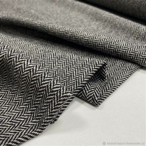 Костюмный твид шерстяной черно-молочная елочка 12-6877 купить в ...