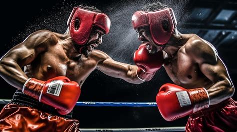 Ia Generativa Dos Boxeadores Compitiendo Entre S En Un Fondo Negro