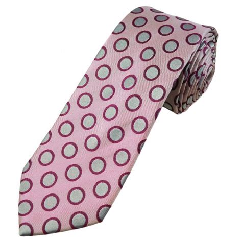 Tresanti Celeste Light Pink Fuchsia Silver Circle Pattern Men S Silk