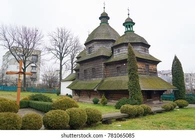 Exterior Madonna Nativity Wooden Church Holy Stock Photo 781065085