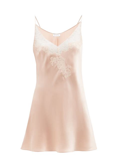 Buy Carine Gilson Carine Gilson Lace Trimmed Silk Satin Slip Dress