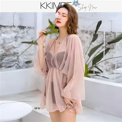 現貨遮手臂 大腿 屁屁 肚肚浪漫深V罩衫SC 三件式 比基尼 BIKINI 遊泳衣 xl KKime 蝦皮購物