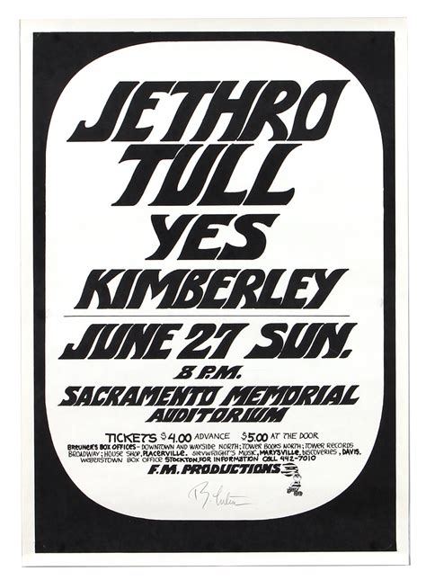 Lot Detail Jethro Tull Yes Original 1972 Concert Poster Signed By Randy Tuten