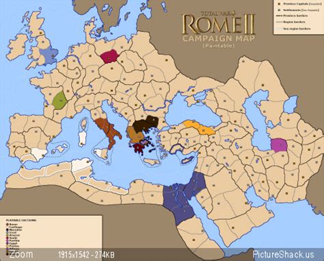 Rome II Campaign Map (Settlements, Resources, Wonders, Factions..etc)