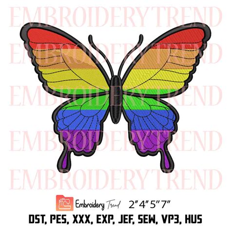 LGBT Rainbow Butterfly Embroidery – Pride Butterfly Machine Embroidery Design File