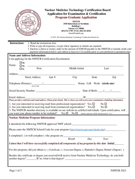 Fillable Online Certified Technologist Nuclear Medicine Certificate