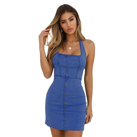 Solid Sleeveless Halter Dress Summer Women Casual Backless Slim Bodycon