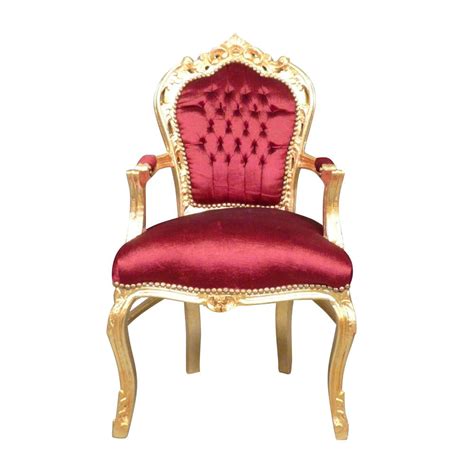 Fauteuil Baroque En Velours Rouge Et Bois Dor