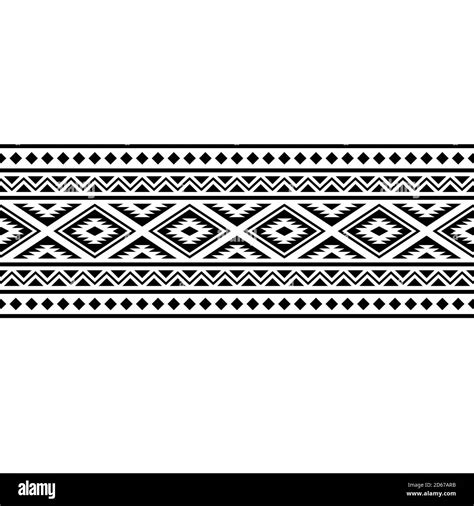 Aztec Ethnic Seamless Pattern Design In Black And White Color Stock