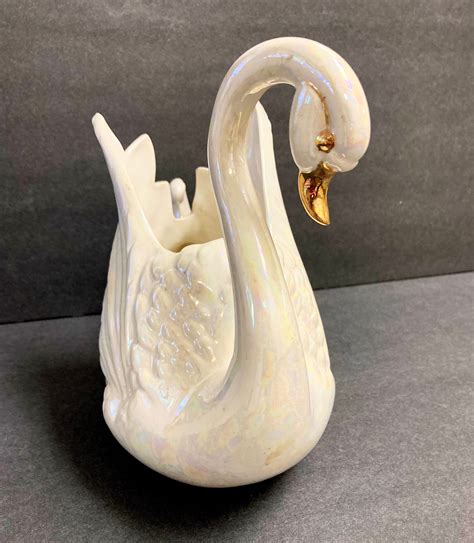 Beautiful Ceramic Swan Is A Vintage Plant Pot And The Etsy