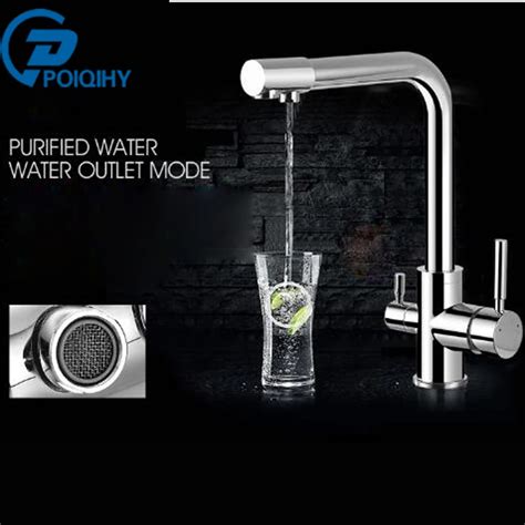 Solid Bathroom Chrome Purified Water Faucet Dual Outlet Purified Water Kitchen Faucet Hot And