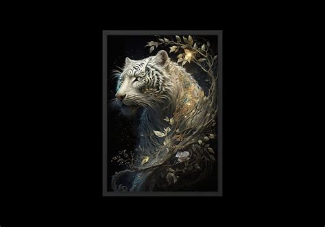 White Tiger Digital Art Print, Wall Art, AI Generated, AI Art, Digital ...