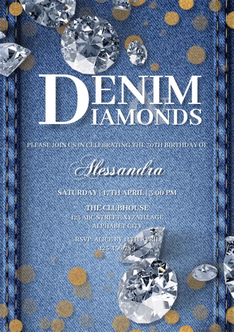 Denim And Diamonds Invitation Template Postermywall