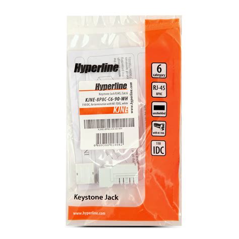 Hyperline KJNE-8P8C-C6-90-WH Вставка Keystone Jack RJ-45(8P8C ...