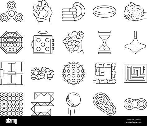 Fidget Toy Fun Antistress Game Icons Set Vector Stock Vector Image