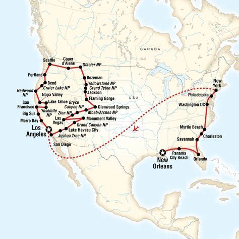 great american road trip map la   york america travel map