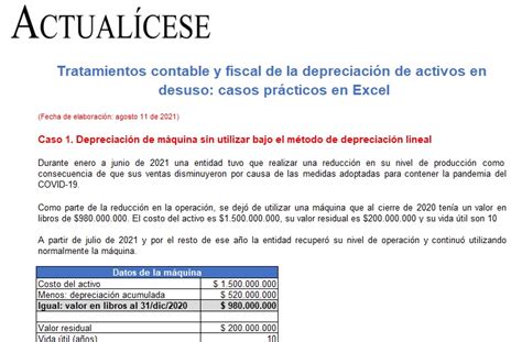 Tratamientos Contable Y Fiscal De La Depreciaci N De Activos En Desuso