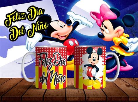 10 Plantillas para Sublimar Tazas de Mickey y Minnie Dia del Niño con