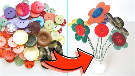 Easy Diy Button Flowers For Home Decor Youtube