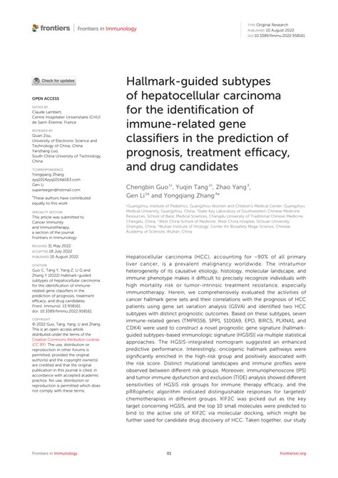 PDF Hallmark Guided Subtypes Of Hepatocellular Carcinoma For The