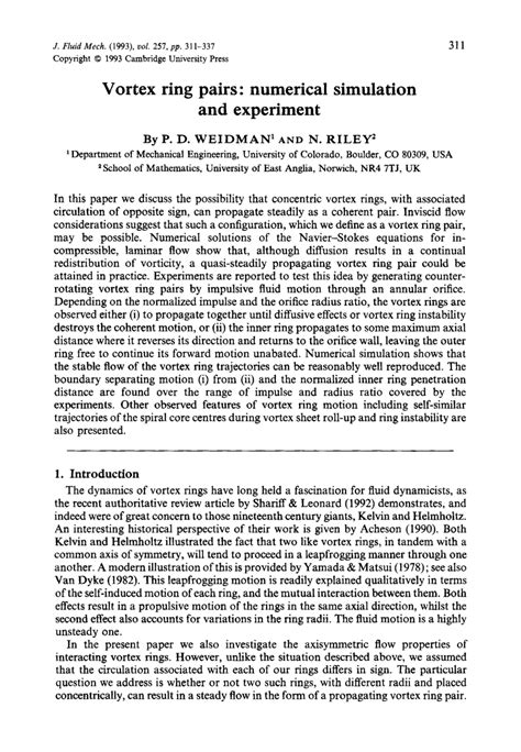 (PDF) Vortex Ring Pairs: Numerical Simulation and Experiment