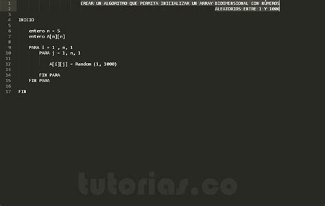 Arreglos Pseudocodigo Inicializacion De Matriz Tutorias Co