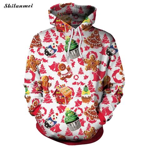 2018 Winter Christmas Hoodies Women 3d Print Sweatshirts Tree Santa