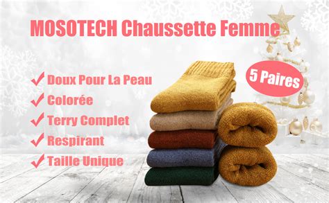 Mosotech Chaussettes Chaude Femme Thermiques Chaussette Hiver