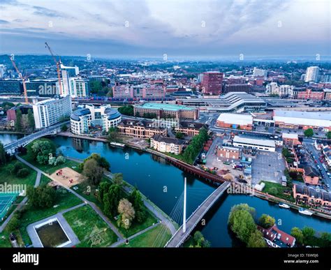 Aerial Photograph Of Reading Berkshire Uk Taken At Sunrise