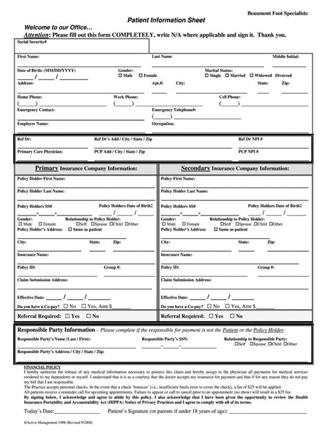 Patient Information Sheet Template Fill Out And Sign Online Dochub