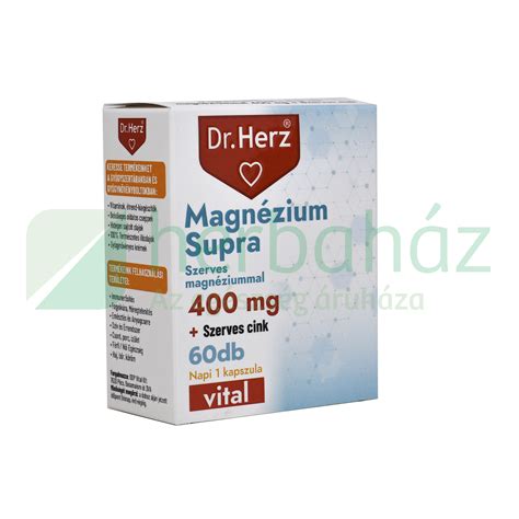 DR HERZ MAGNÉZIUM SUPRA 400 MG SZERVES CINK KAPSZULA 60DB Herbaház