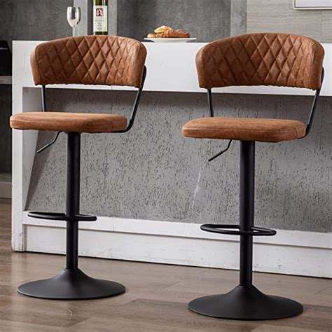 Zhenghao Mcm Pu Leather Swivel Bar Stools Set Of Hollow Back