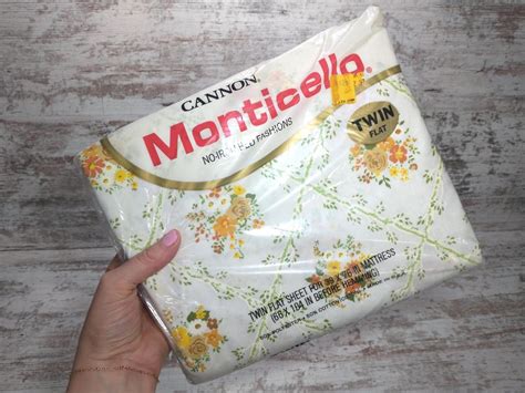 Vintage Monticello Floral Twin Flat Sheet 70s Nos Etsy