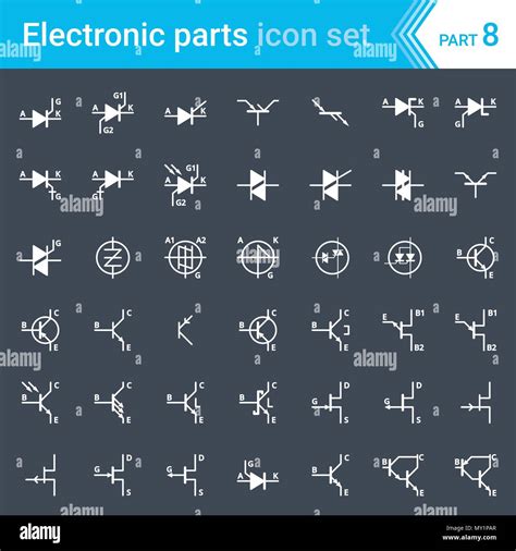 Eléctricos Y Electrónicos De Iconos Símbolos Del Diagrama Eléctrico Tiristores Y Triacs Y