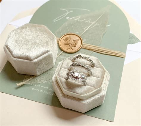 Triple Ring Box Octagon Wedding Ring Box Wedding Ceremony Ring Bearer