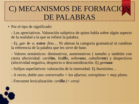 La formación de palabras en español PPT Descarga Gratuita