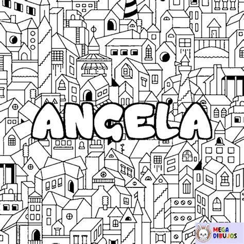 Coloración del nombre ANGELA decorado ciudad Maxi Dibujos