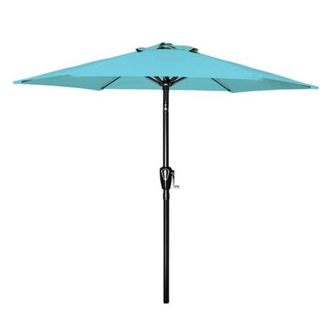 7 5 Ft Green Outdoor Patio Umbrella With Push Button Tilt Crank 6 Ribs For Garden Deck