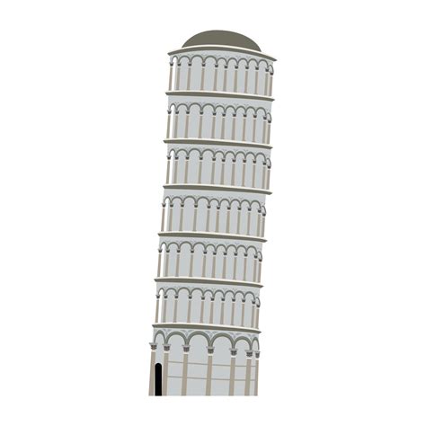 Leaning Tower Of Pisa Vector Cartoon Illustration Isolated On White