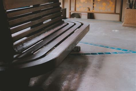 Wooden Bench Waiting Chair At Railway Train Station Stock Photo Image