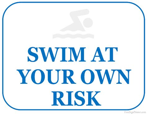 Printable Swim At Your Own Risk Sign Tlra