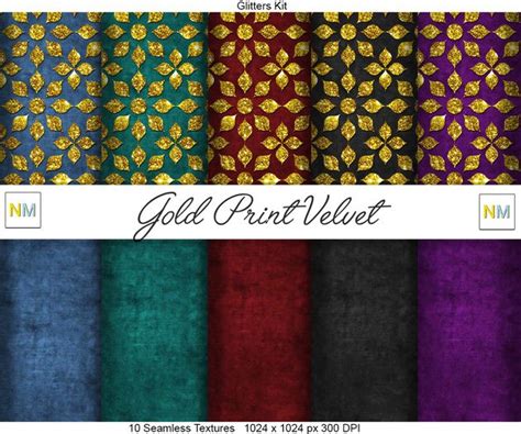 Second Life Marketplace Gold Print Velvet Matchup Kit 10 Seamless Textures Nm Seamless