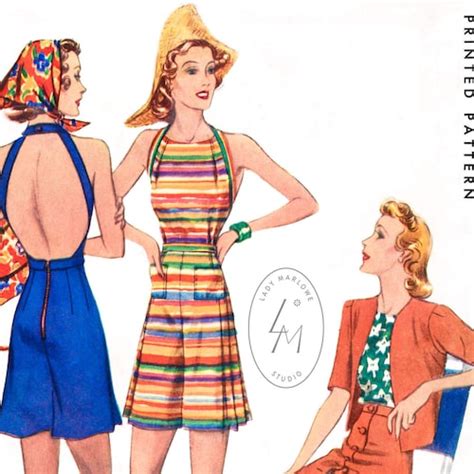 Vintage Sewing Pattern 1930s Pattern Reproduction Beachwear Etsy