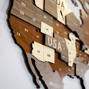 D Wooden World Map Multilayered World Map With States And Etsy New